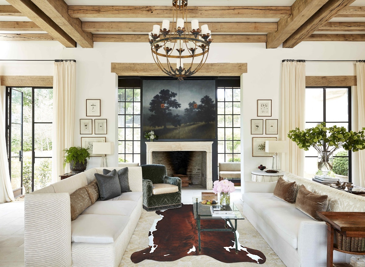 Tricolor X-Large European Cowhide Rug 7'2"H x 6'9"W #A41263 by Hudson Hides