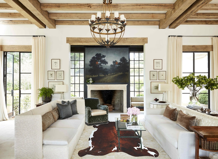 Tricolor X-Large European Cowhide Rug 7'2"H x 6'9"W #A41263 by Hudson Hides