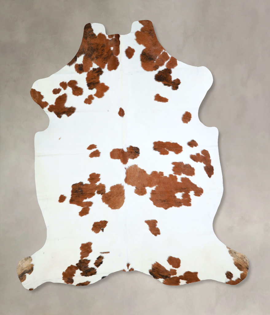 Brown and White XX-Large Brazilian Cowhide Rug 7'8"H x 6'9"W #A41267 by Hudson Hides