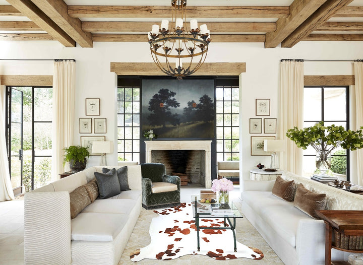 Brown and White XX-Large Brazilian Cowhide Rug 7'8"H x 6'9"W #A41267 by Hudson Hides