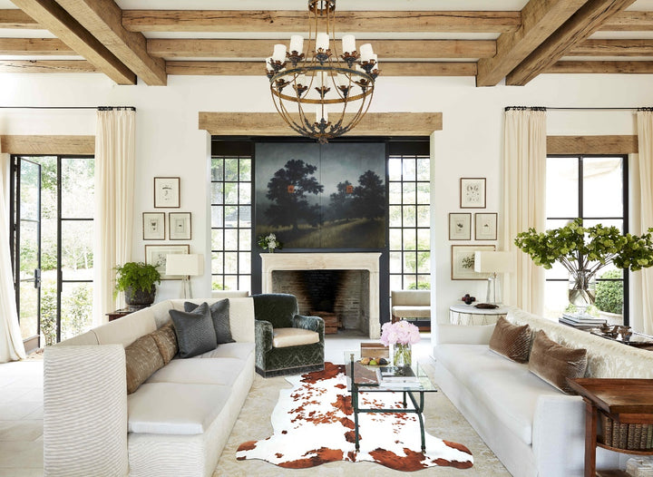 Tricolor XX-Large European Cowhide Rug 7'3"H x 6'11"W #A41277 by Hudson Hides