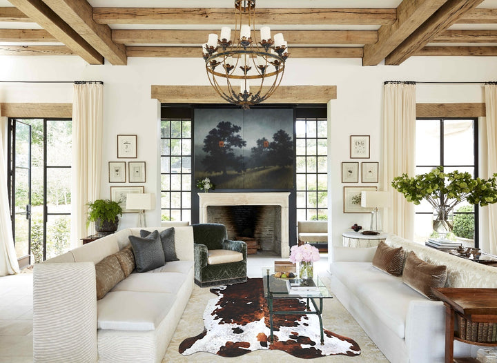 Tricolor X-Large European Cowhide Rug 7'2"H x 6'7"W #A41282 by Hudson Hides