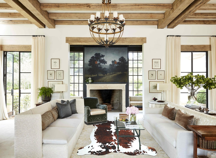 Tricolor X-Large European Cowhide Rug 6'10"H x 6'8"W #A41286 by Hudson Hides