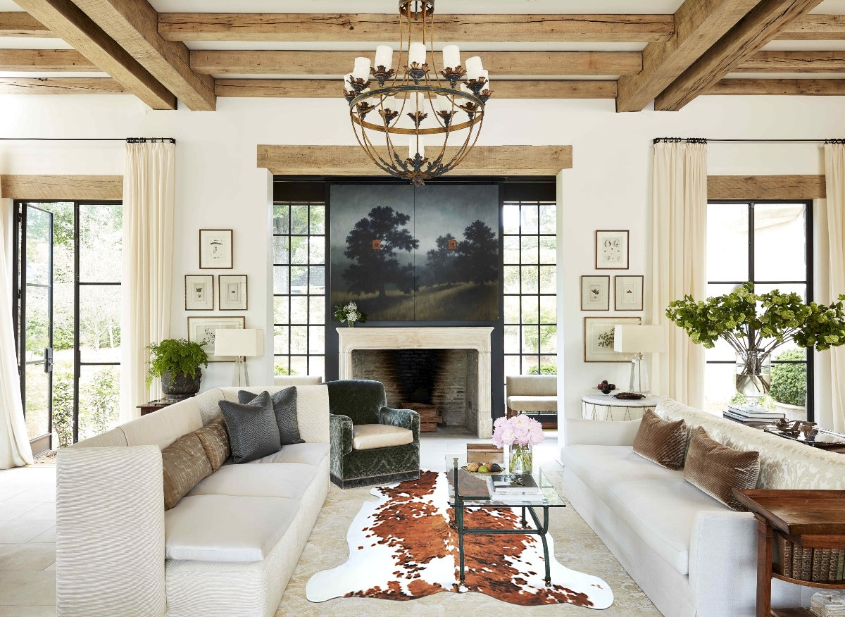 Tricolor X-Large European Cowhide Rug 6'10"H x 6'5"W #A41287 by Hudson Hides