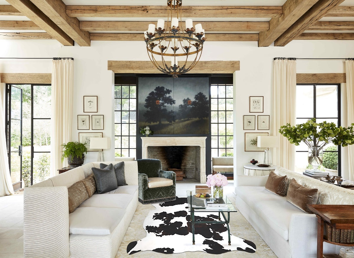 Tricolor X-Large European Cowhide Rug 6'8"H x 6'10"W #A41289 by Hudson Hides