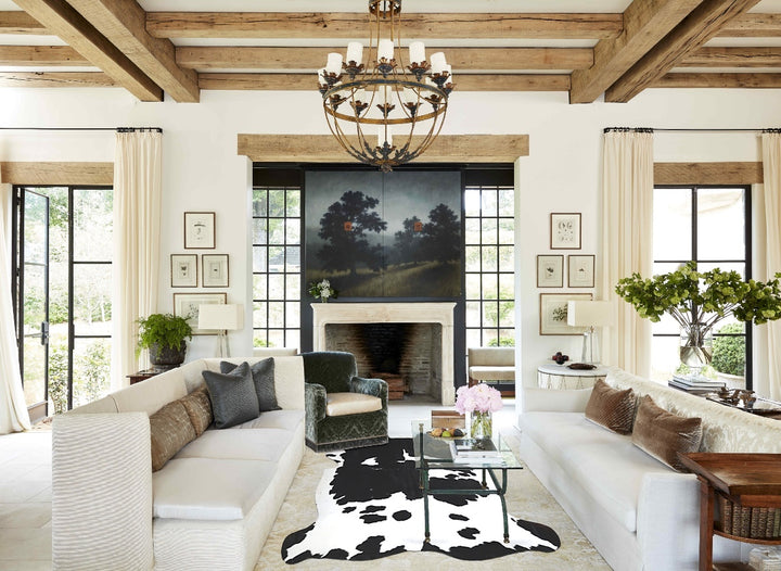 Black and White X-Large Brazilian Cowhide Rug 7'1"H x 6'3"W #A41302 by Hudson Hides