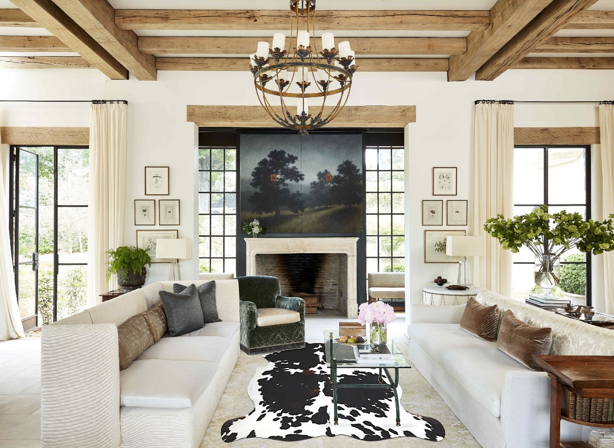 Tricolor X-Large European Cowhide Rug 6'11"H x 6'5"W #A41306 by Hudson Hides