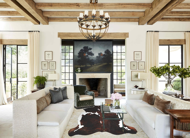 Tricolor X-Large European Cowhide Rug 7'2"H x 6'10"W #A41307 by Hudson Hides