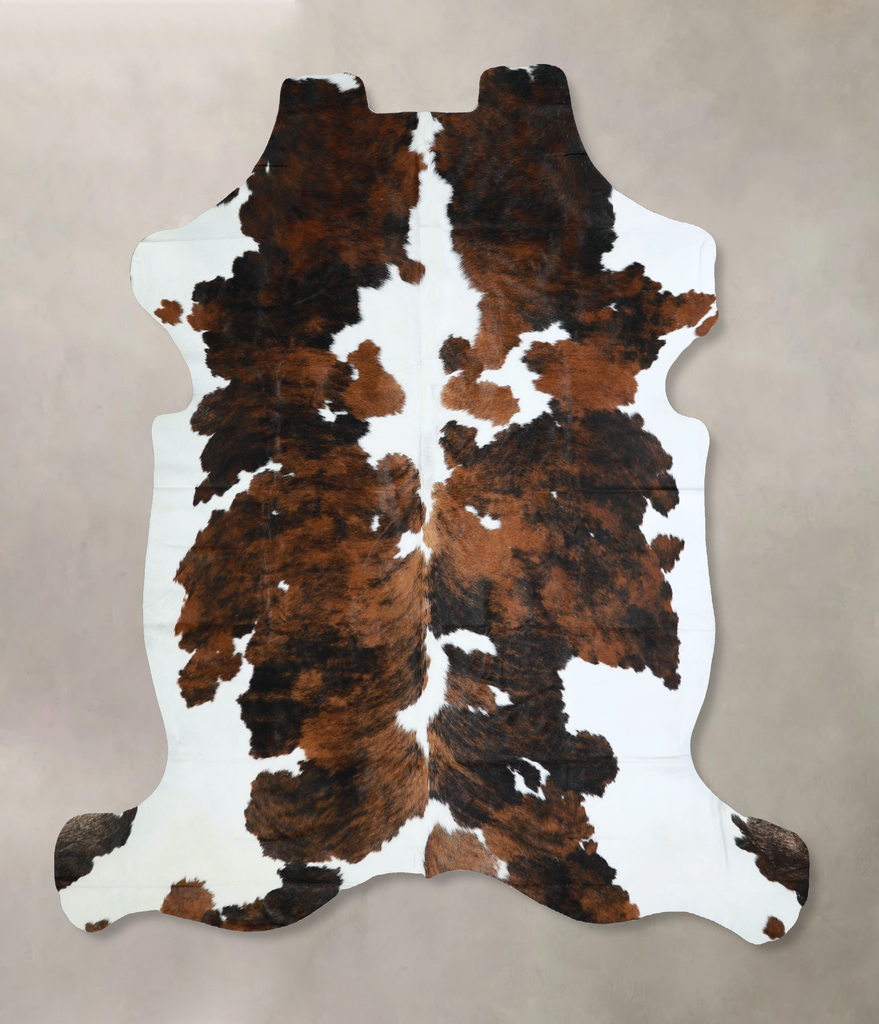 Tricolor X-Large European Cowhide Rug 6'6"H x 6'5"W #A41311 by Hudson Hides