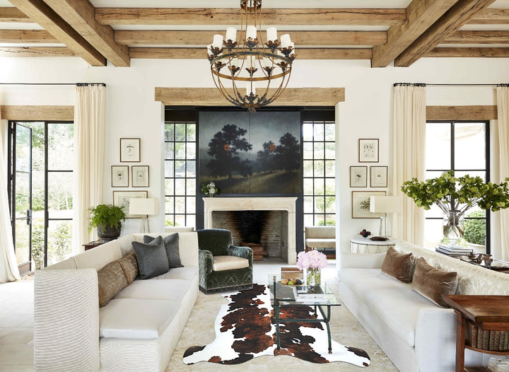 Tricolor X-Large European Cowhide Rug 6'6"H x 6'5"W #A41311 by Hudson Hides