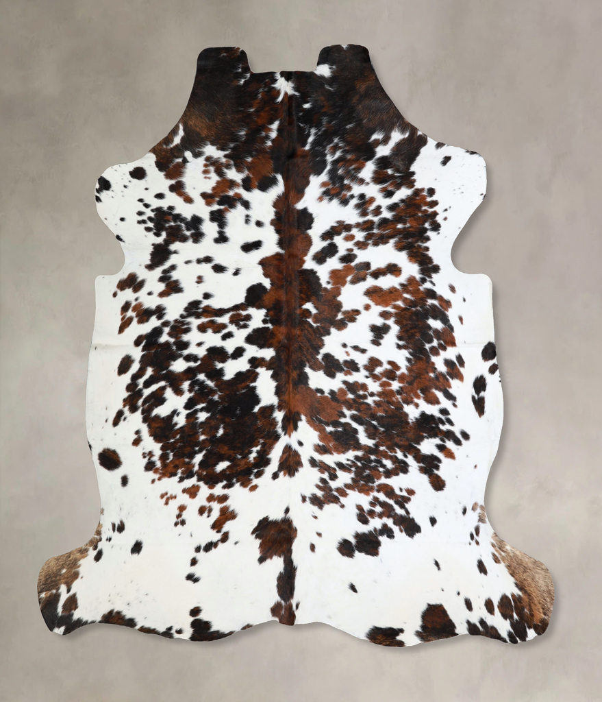 Tricolor X-Large European Cowhide Rug 6'10"H x 6'8"W #A41313 by Hudson Hides