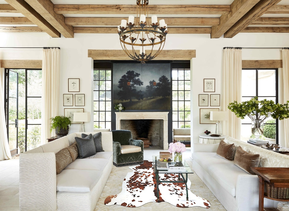 Tricolor X-Large European Cowhide Rug 6'7"H x 6'4"W #A41316 by Hudson Hides