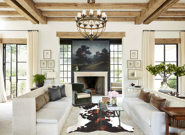 Tricolor X-Large European Cowhide Rug 6'8"H x 6'4"W #A41318 by Hudson Hides