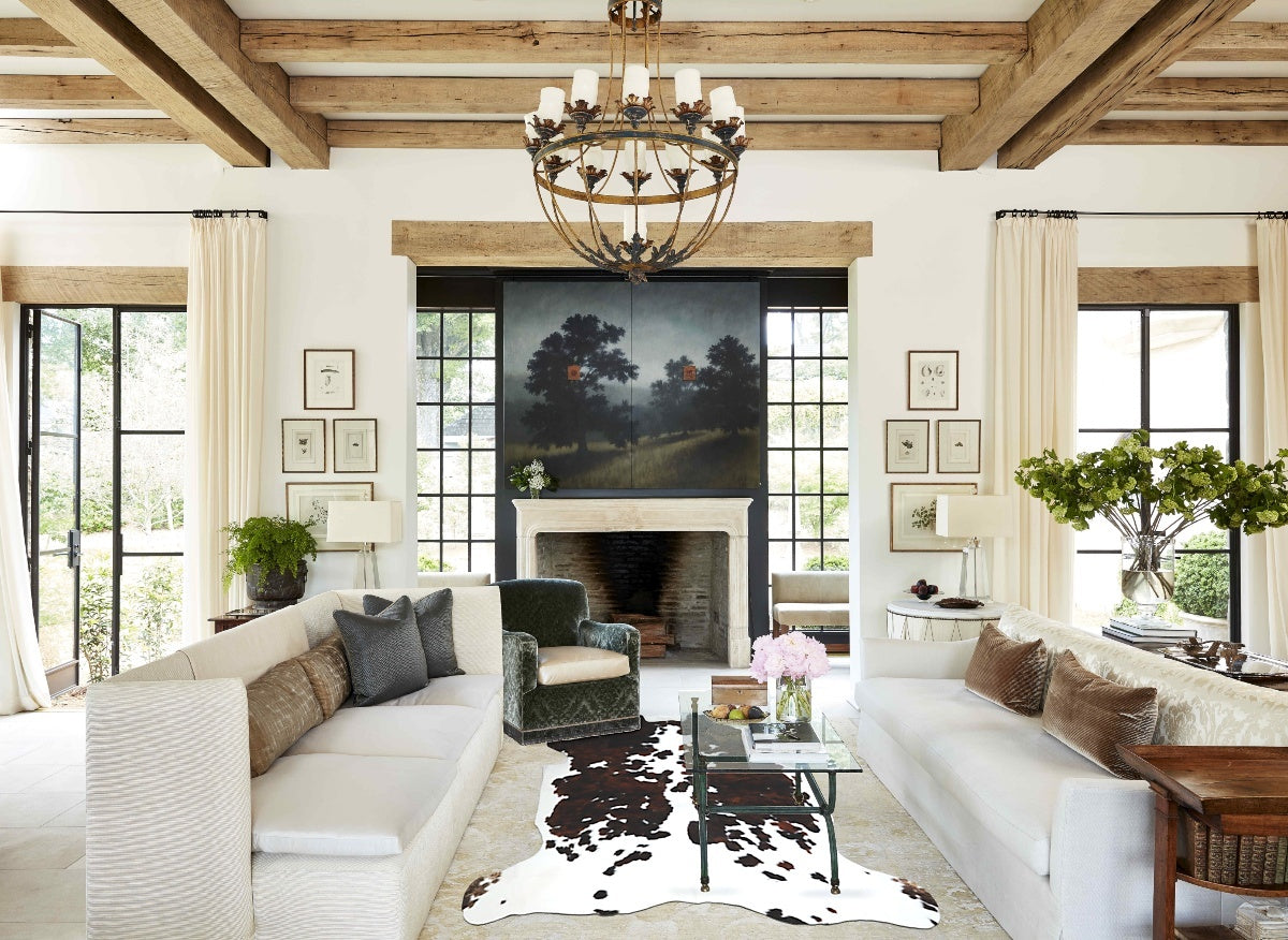 Tricolor X-Large European Cowhide Rug 6'11"H x 6'11"W #A41320 by Hudson Hides