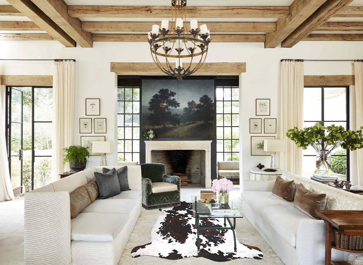 Tricolor X-Large European Cowhide Rug 7'1"H x 6'9"W #A41321 by Hudson Hides