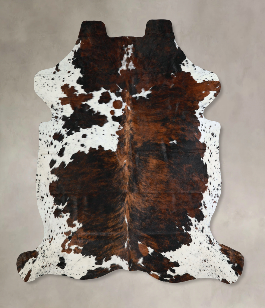 Tricolor X-Large European Cowhide Rug 7'2"H x 6'5"W #A41322 by Hudson Hides