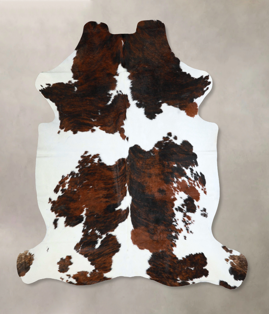 Tricolor X-Large European Cowhide Rug 7'1"H x 6'6"W #A41323 by Hudson Hides