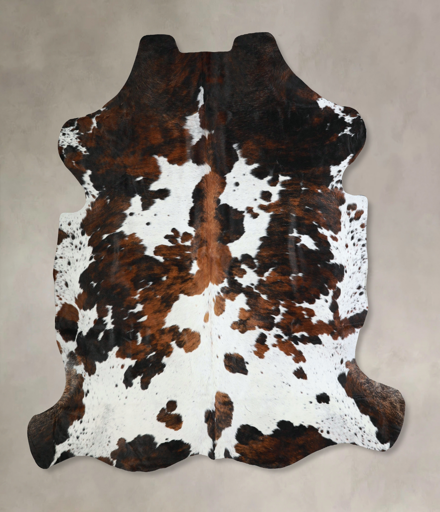 Tricolor X-Large European Cowhide Rug 6'10"H x 7'0"W #A41325 by Hudson Hides