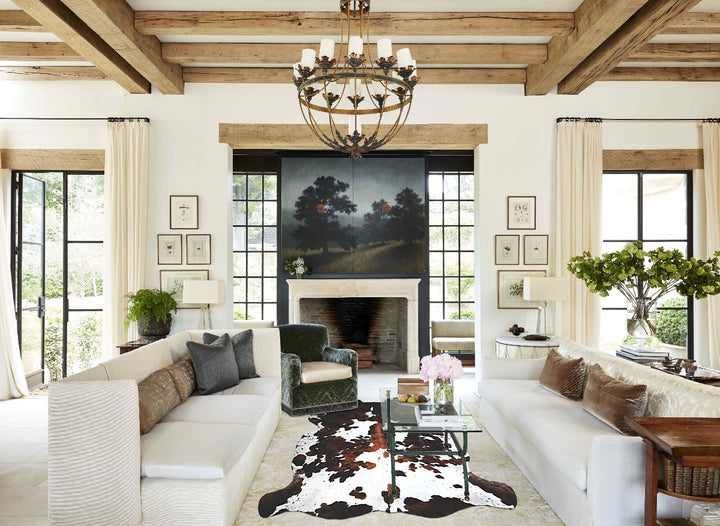 Tricolor X-Large European Cowhide Rug 6'10"H x 7'0"W #A41325 by Hudson Hides