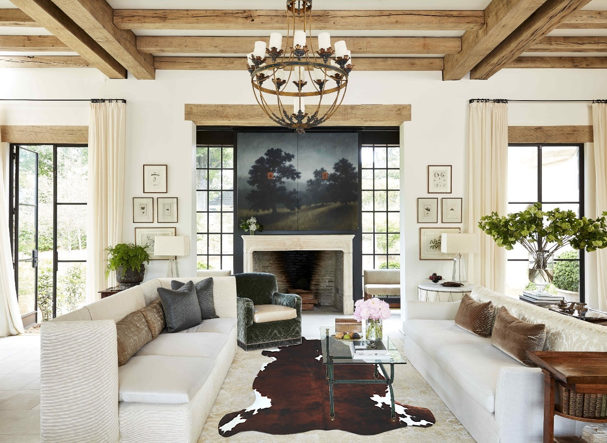 Tricolor X-Large European Cowhide Rug 6'6"H x 6'2"W #A41329 by Hudson Hides