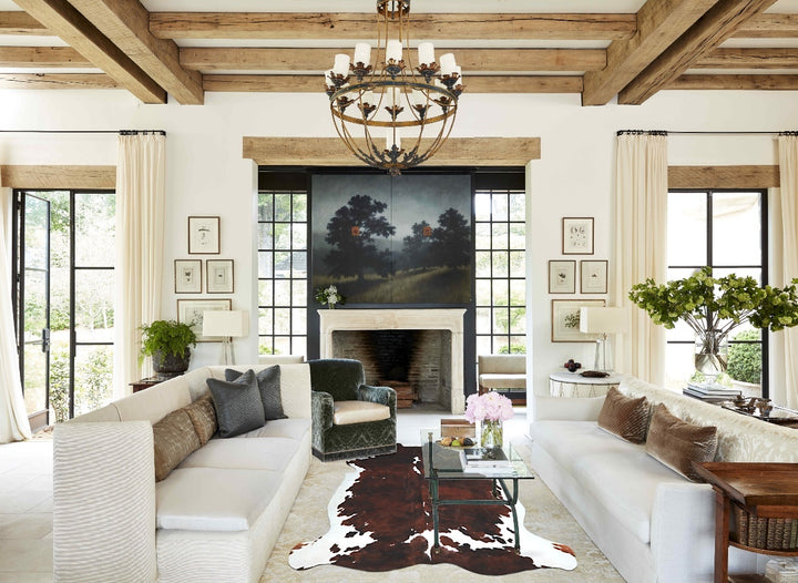 Tricolor X-Large European Cowhide Rug 6'9"H x 6'1"W #A41330 by Hudson Hides