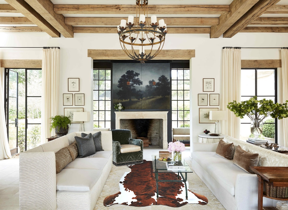 Tricolor X-Large European Cowhide Rug 6'9"H x 6'7"W #A41341 by Hudson Hides