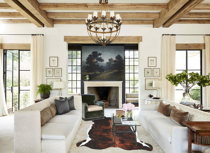 Tricolor X-Large European Cowhide Rug 6'9"H x 6'11"W #A41342 by Hudson Hides