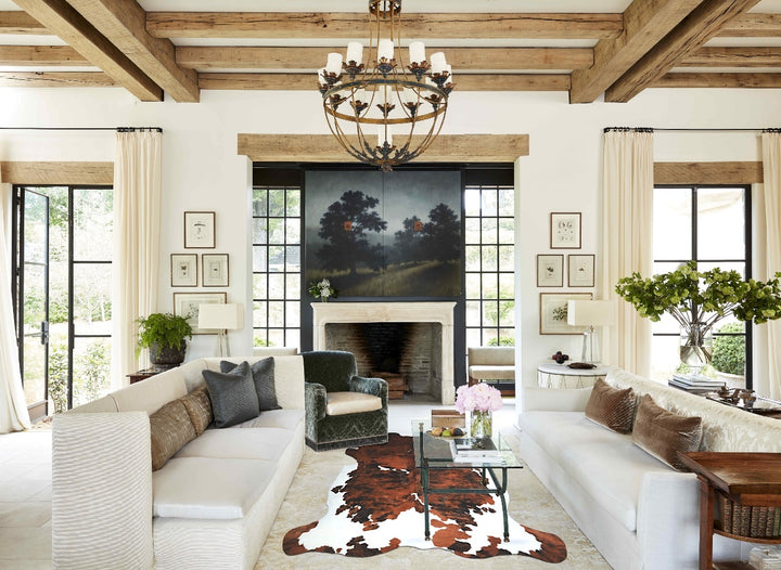 Tricolor X-Large European Cowhide Rug 6'11"H x 6'8"W #A41348 by Hudson Hides