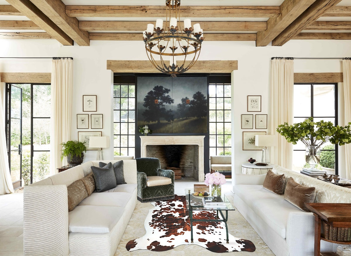 Tricolor X-Large European Cowhide Rug 6'10"H x 6'7"W #A41352 by Hudson Hides