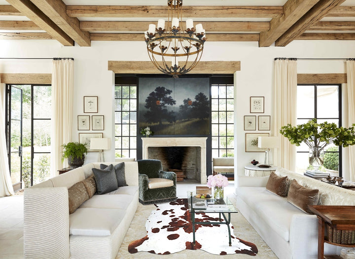 Tricolor X-Large European Cowhide Rug 6'9"H x 6'8"W #A41353 by Hudson Hides