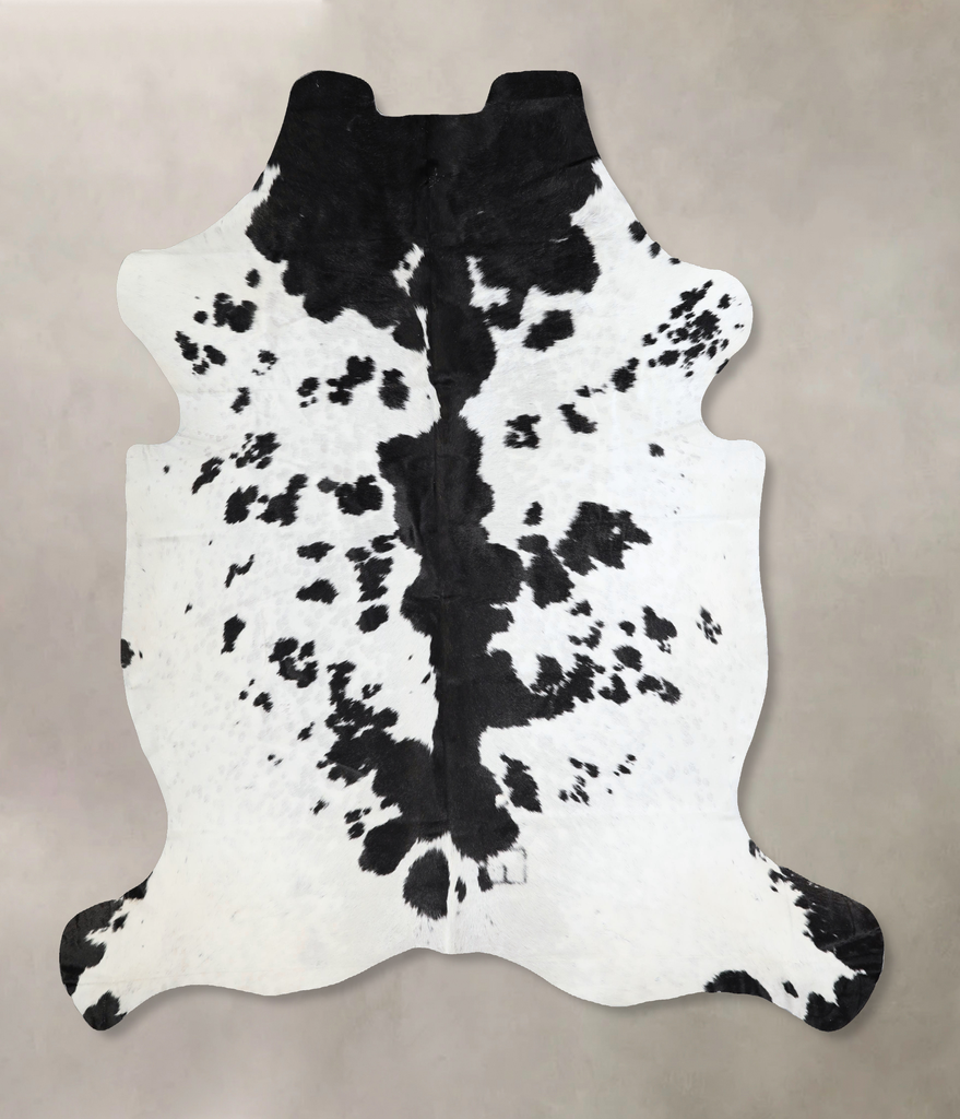 Black and White X-Large Brazilian Cowhide Rug 7'1"H x 6'10"W #A41356 by Hudson Hides
