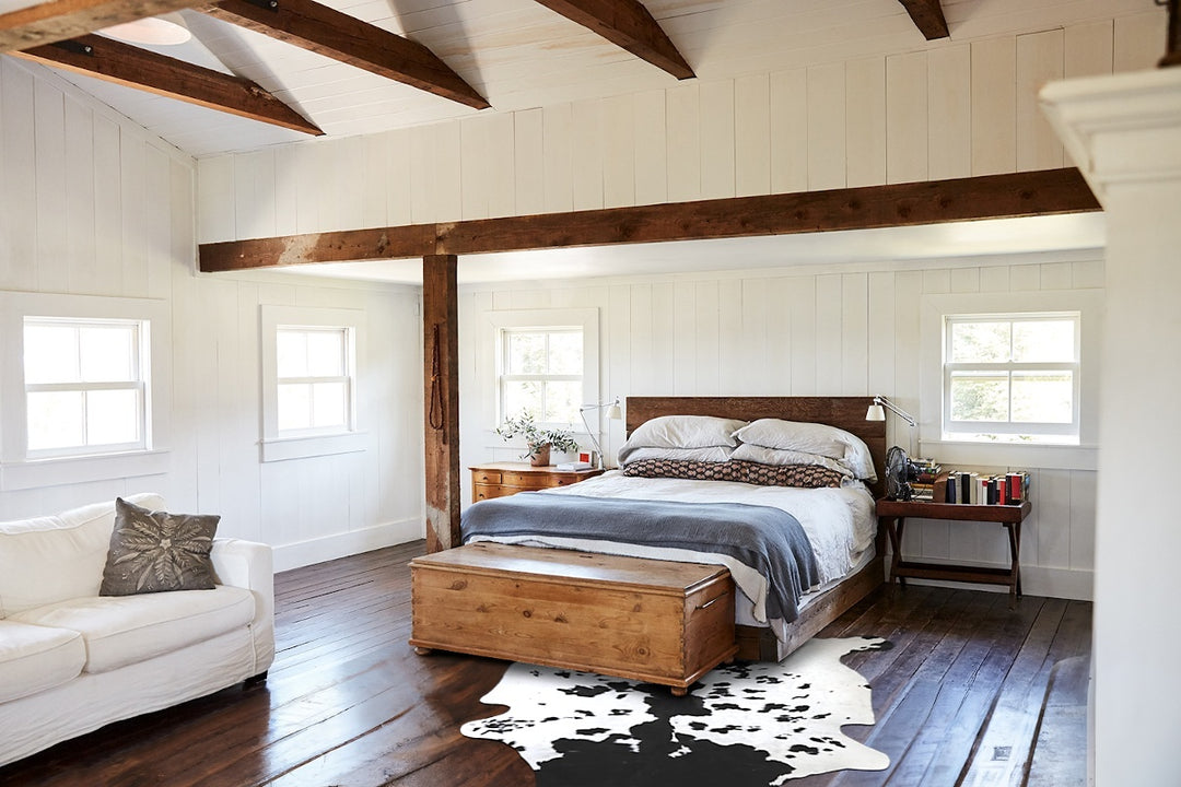 Black and White X-Large Brazilian Cowhide Rug 7'1"H x 6'10"W #A41356 b