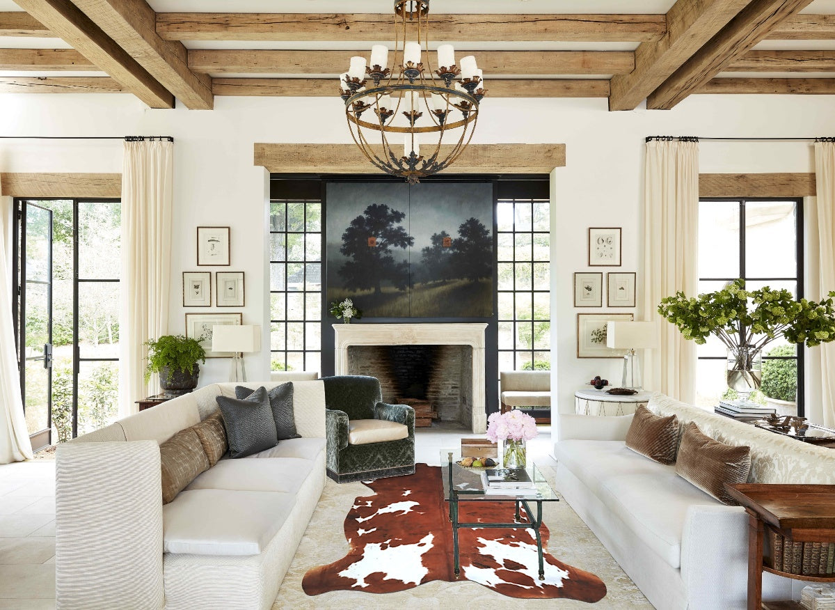 Tricolor X-Large European Cowhide Rug 7'2"H x 6'3"W #A41369 by Hudson Hides