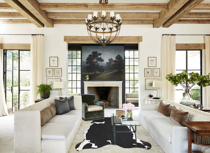 Black and White X-Large Brazilian Cowhide Rug 6'11"H x 6'9"W #A41371 by Hudson Hides