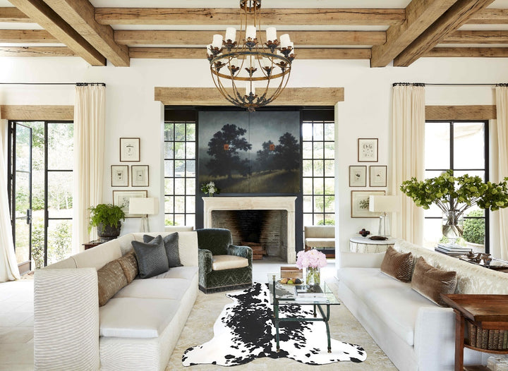 Black and White X-Large Brazilian Cowhide Rug 6'11"H x 6'2"W #A41373 by Hudson Hides