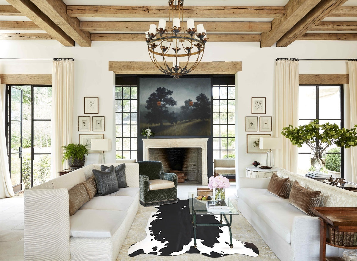 Black and White X-Large Brazilian Cowhide Rug 6'9"H x 6'8"W #A41375 by Hudson Hides