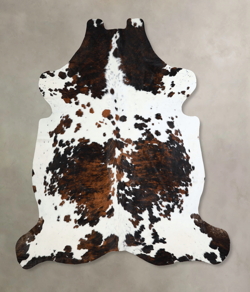 Tricolor X-Large European Cowhide Rug 6'10"H x 6'9"W #A41378 by Hudson Hides