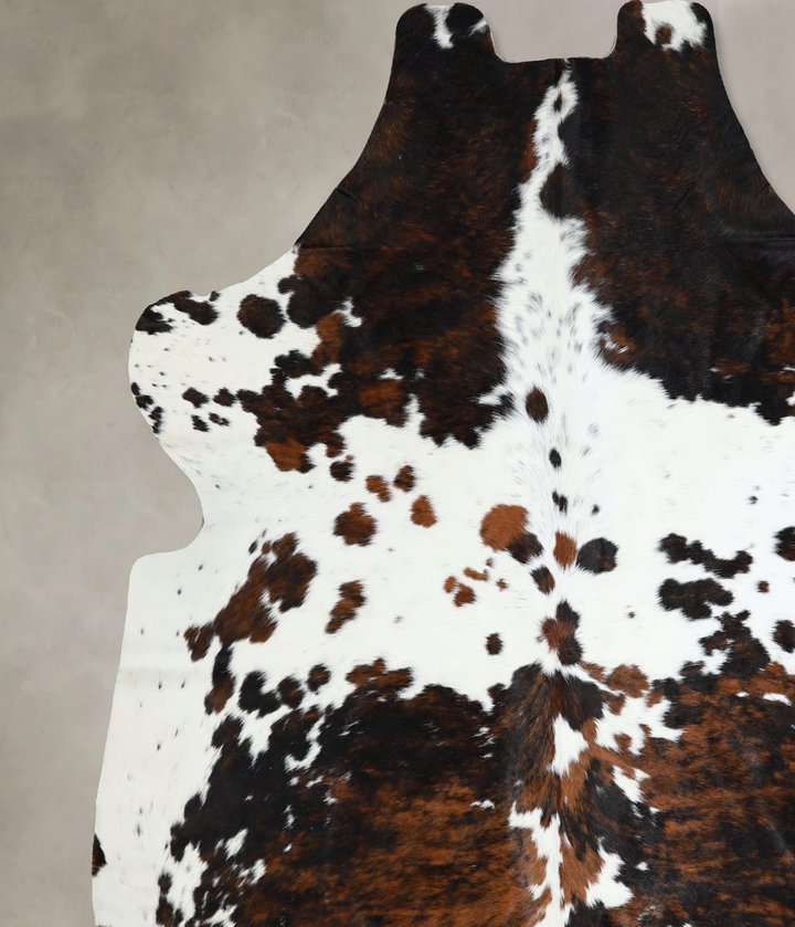 Tricolor X-Large European Cowhide Rug 6'10"H x 6'9"W #A41378 by Hudson Hides