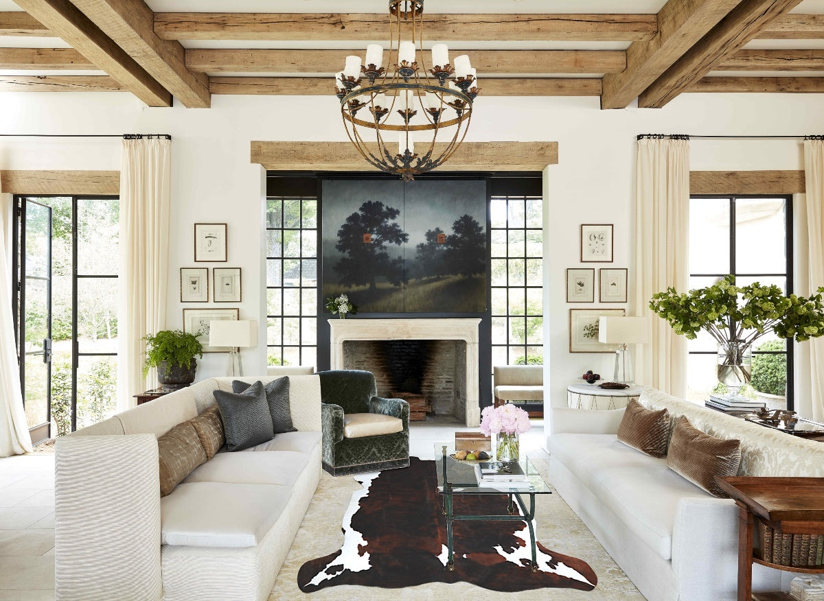 Tricolor X-Large European Cowhide Rug 6'6"H x 6'2"W #A41381 by Hudson Hides
