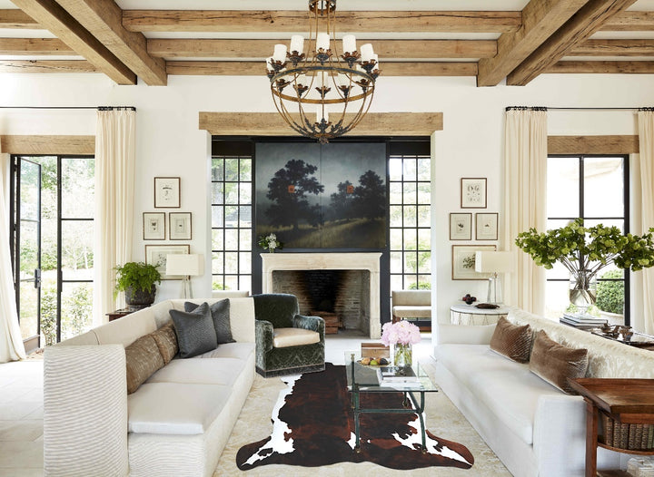 Tricolor X-Large European Cowhide Rug 6'6"H x 6'2"W #A41381 by Hudson Hides
