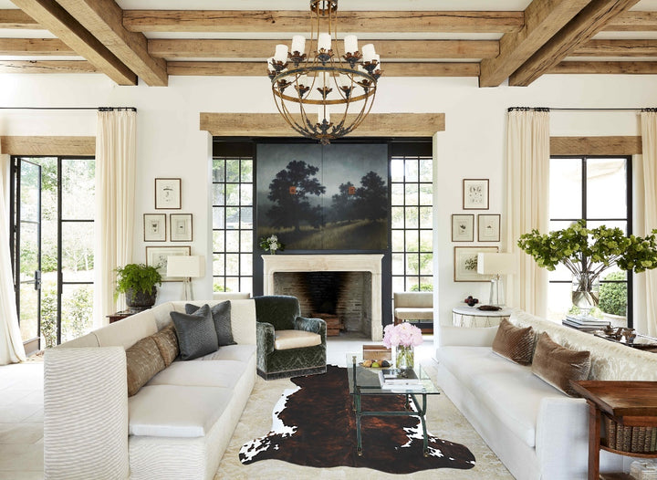 Tricolor X-Large European Cowhide Rug 6'9"H x 6'9"W #A41382 by Hudson Hides