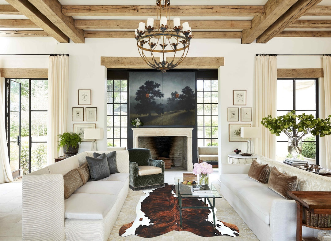 Tricolor X-Large European Cowhide Rug 6'8"H x 6'6"W #A41383 by Hudson 