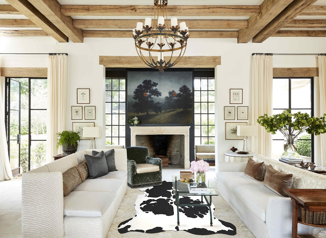 Black and White X-Large Brazilian Cowhide Rug 7'5"H x 6'5"W #A41396 by