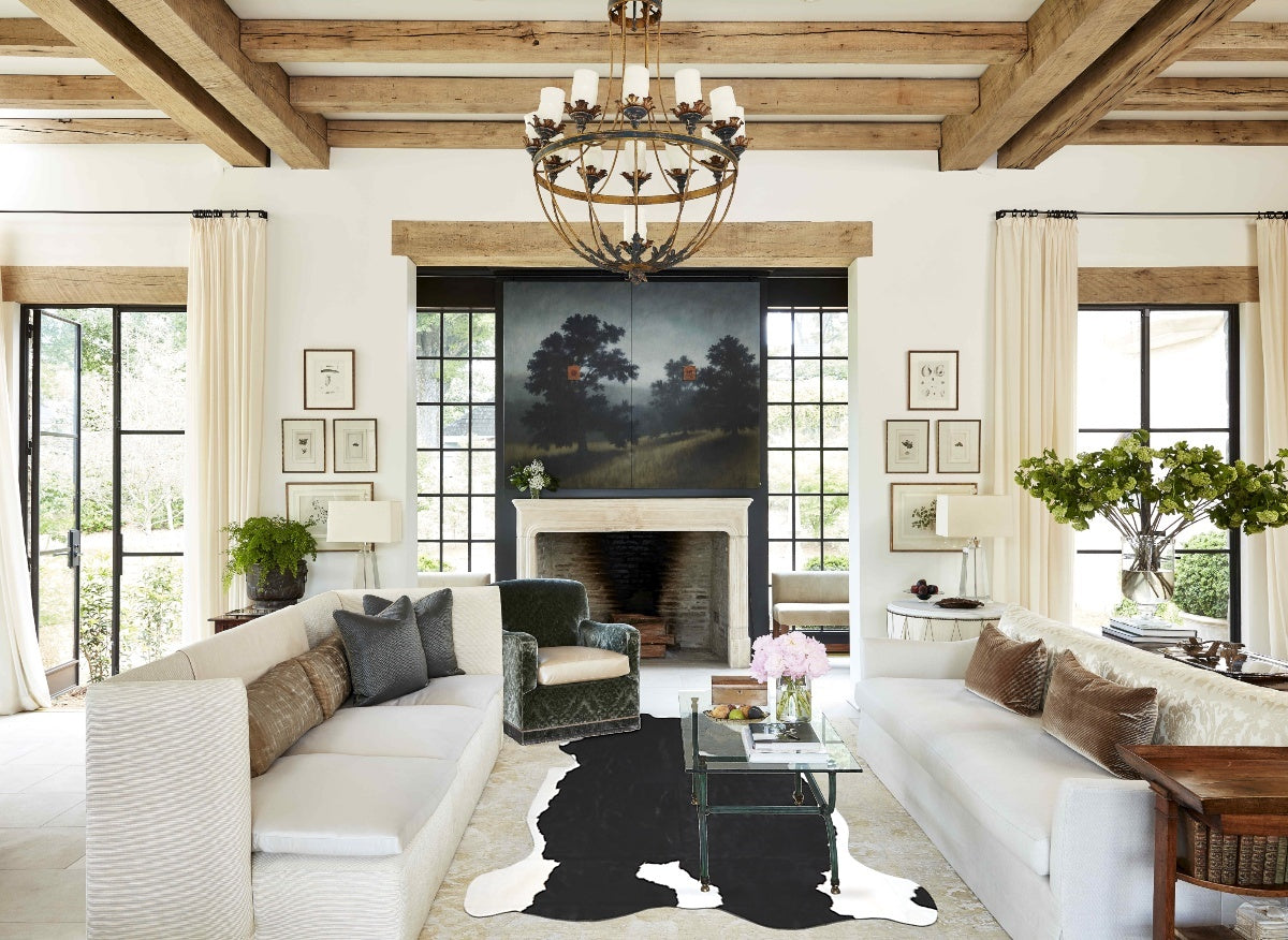 Black and White X-Large Brazilian Cowhide Rug 7'6"H x 6'6"W #A41399 by Hudson Hides