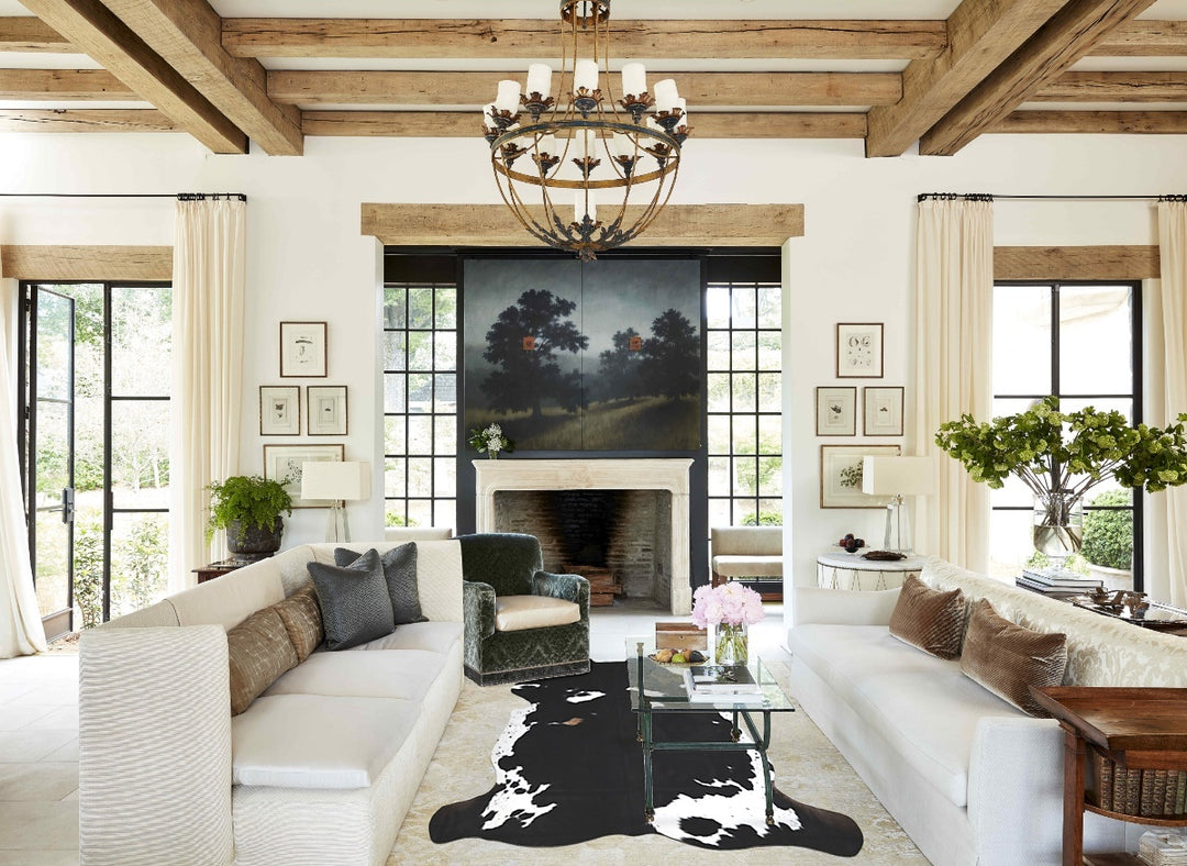 Black and White X-Large Brazilian Cowhide Rug 7'7"H x 6'6"W #A41400 by