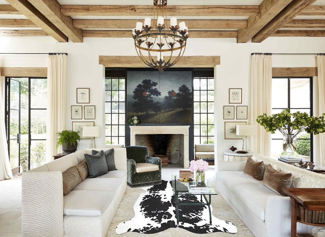 Black and White XX-Large Brazilian Cowhide Rug 7'8"H x 7'2"W #A41406 b