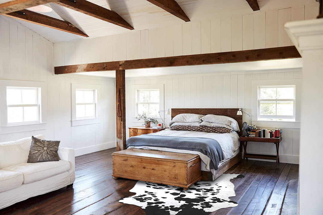 Black and White XX-Large Brazilian Cowhide Rug 7'4"H x 6'11"W #A41412 