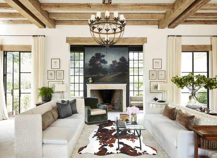 Tricolor X-Large European Cowhide Rug 7'4"H x 6'6"W #A41421 by Hudson Hides