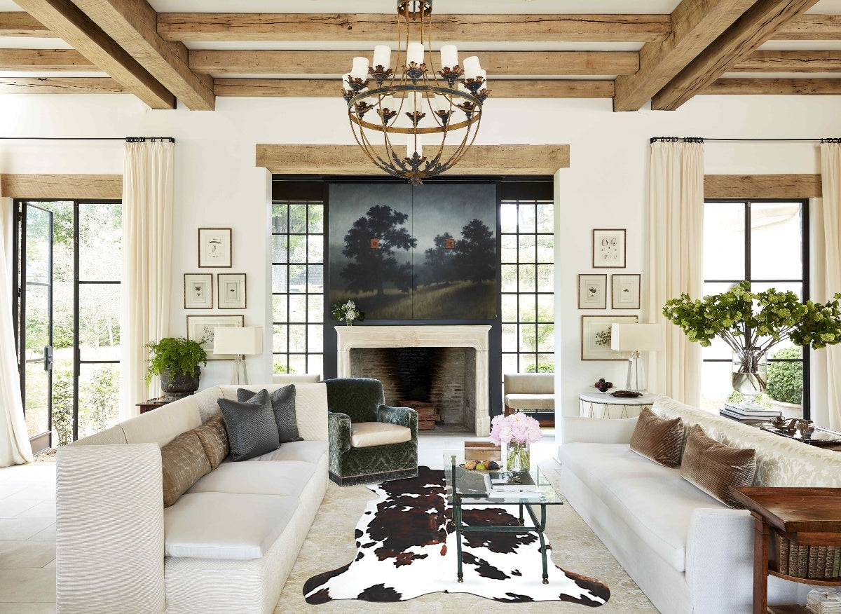 Tricolor X-Large European Cowhide Rug 7'4"H x 6'2"W #A41422 by Hudson Hides