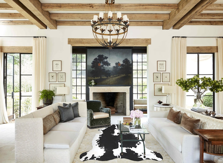 Black and White XX-Large Brazilian Cowhide Rug 7'9"H x 7'4"W #A41436 by Hudson Hides